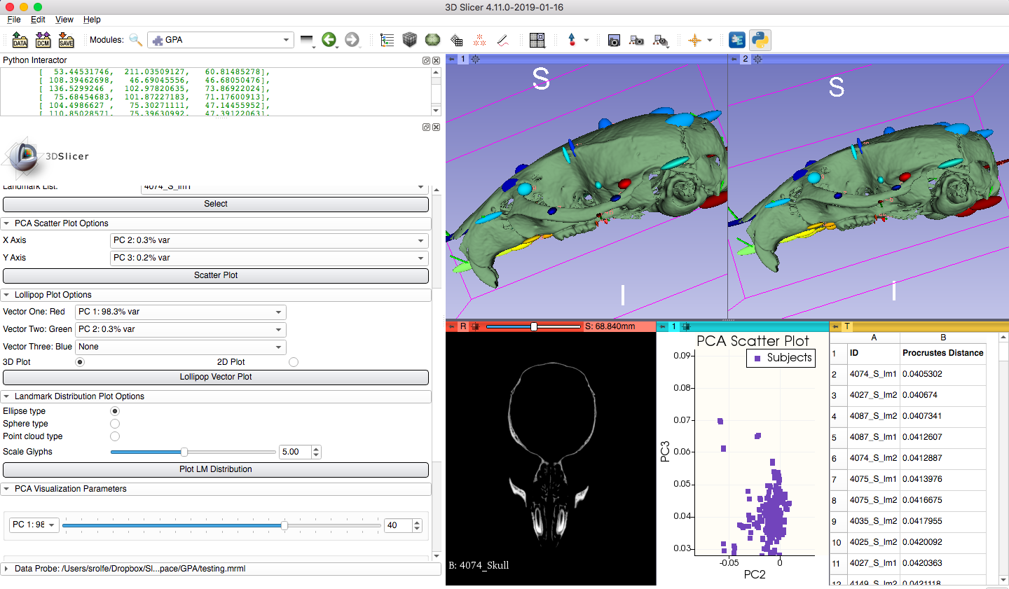 SlicerMorph GPA Screenshot